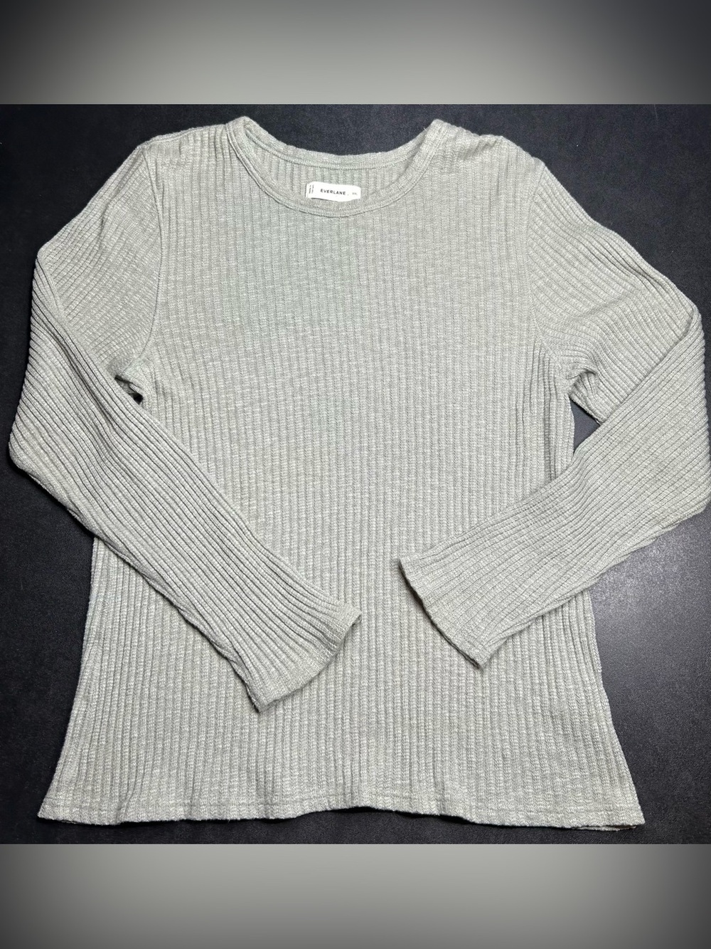 Everlane Size XXL The Luxe Grey Rib Long-Sleeve Crew